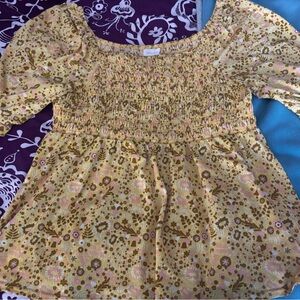 MELLODAY Yellow and Pink Smocked Top